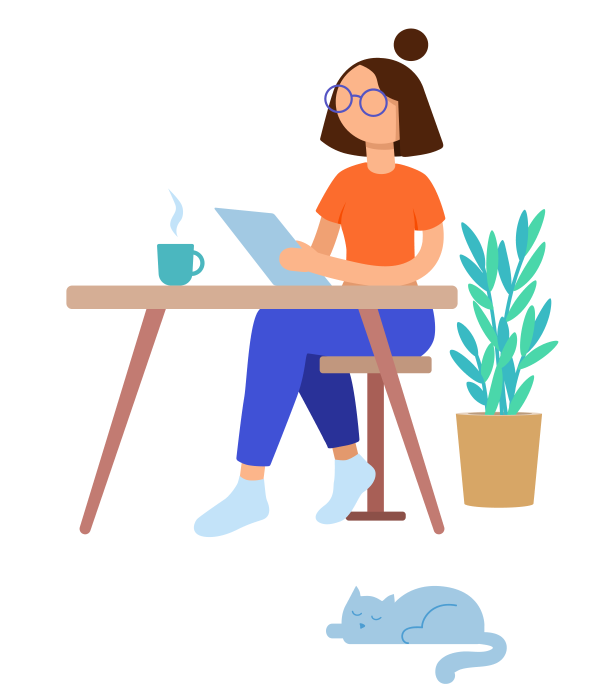 Imagem Ilustrativa de uma menina analisando um documento em sua mesa de trabalho